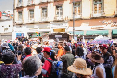 CDMX, Mexico City / Mexico - 17 Eylül 2017: 'Ni Una Menos' marşı, Ciudad de Mexico, Centro historico, Meksika.