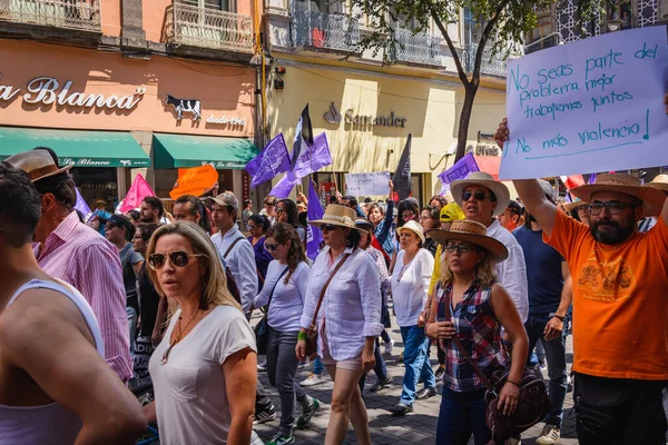 Cdmx Cidade México México Setembro 2017 Marcha Una Menos Ciudad Imagens De Bancos De Imagens