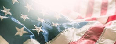 Amerikan bayrağı yıldızlar ve çizgiler yakın çekim bayrağı.