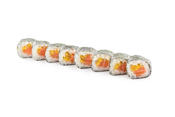 Set Sushi Futomaki Aislado Sobre Fondo Blanco — Foto de Stock