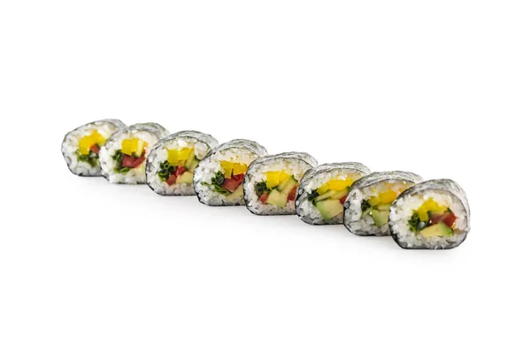 Set Sushi Futomaki Aislado Sobre Fondo Blanco — Foto de Stock