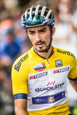 Slovakya Ruzomberok 14 Eylül 2018 - Julian Alaphilippe Tur De Slovakya'nın ikinci aşamasının başında açar.