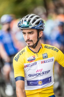 Slovakya Ruzomberok 14 Eylül 2018 - Julian Alaphilippe Tur De Slovakya'nın ikinci aşamasının başında açar.