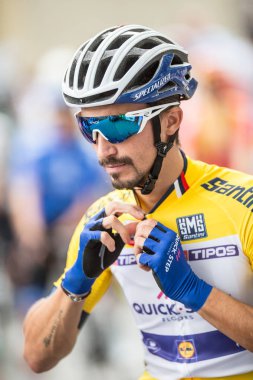 Slovakya Ruzomberok 14 Eylül 2018 - Julian Alaphilippe Tur De Slovakya'nın ikinci aşamasının başında açar.