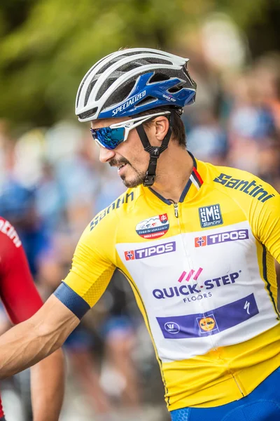 Ruzomberok Słowacja Września 2018 Julian Alaphilippe Prowadzi Początku Drugiego Etapu — Zdjęcie stockowe