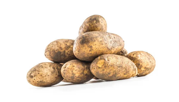 Rijpe Vuile Aardappelen Geïsoleerd Witte Achtergrond — Stockfoto
