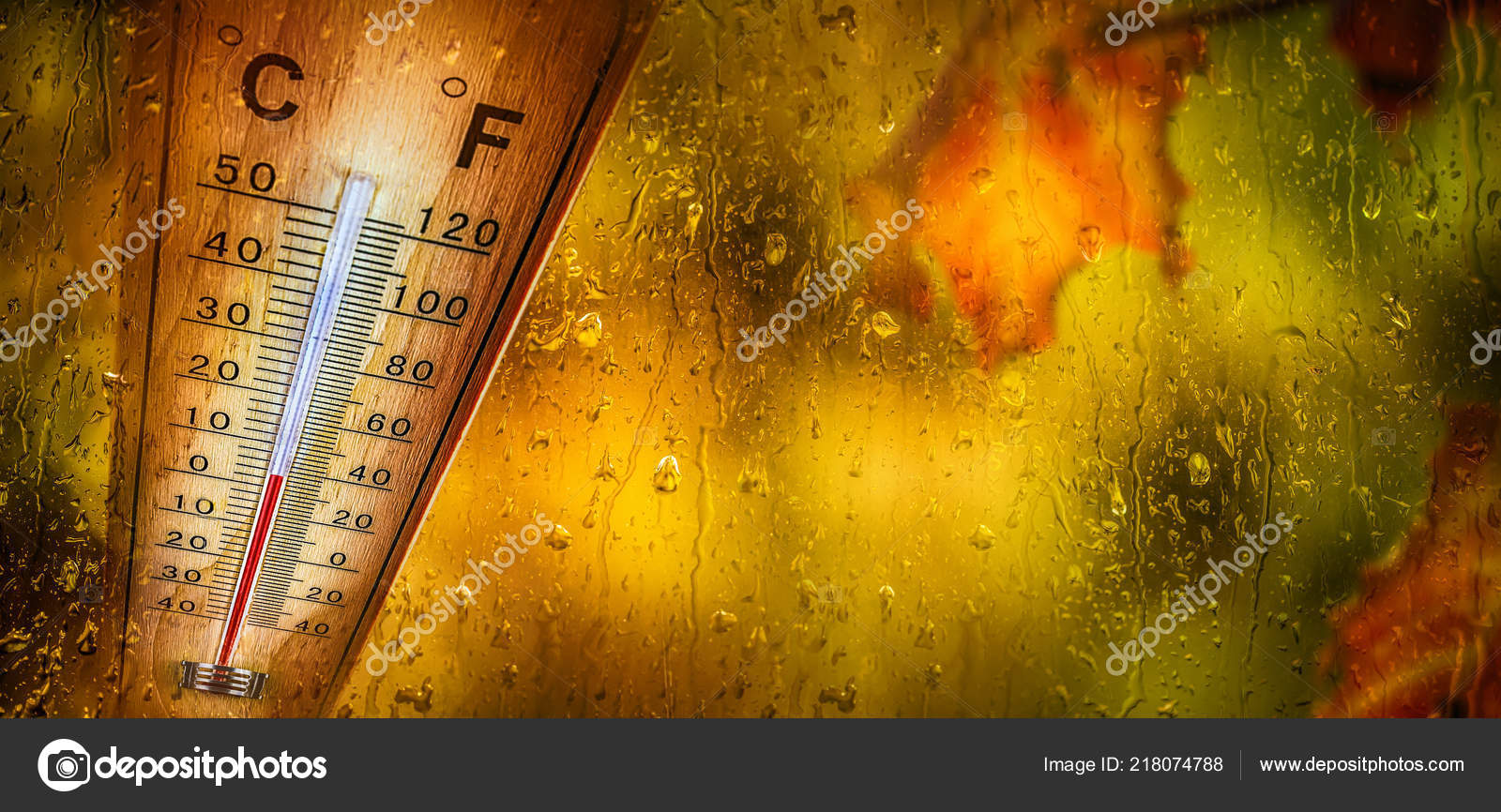 Thermometer Window Shows Low Temperature Celsius Fahrenheit Stock Photo