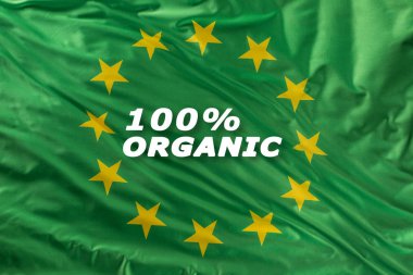 Organik Biyo gıda veya ecolo bir işareti olarak yeşil Avrupa Birliği bayrağı