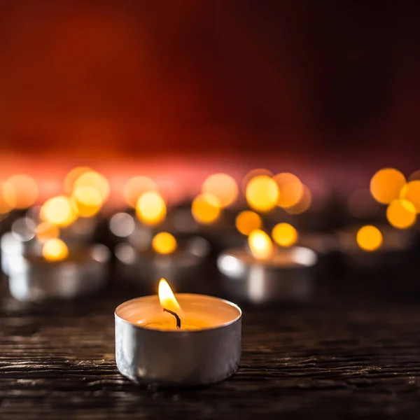 Many Candles Symolizing Funeral Religios Christmas Spa Celebration Birthday Spirituality — Stock Photo, Image