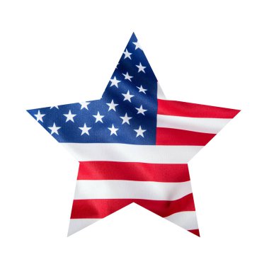 Yıldız şekli beyaz arka plan üzerinde izole Amerikan bayrağı. 