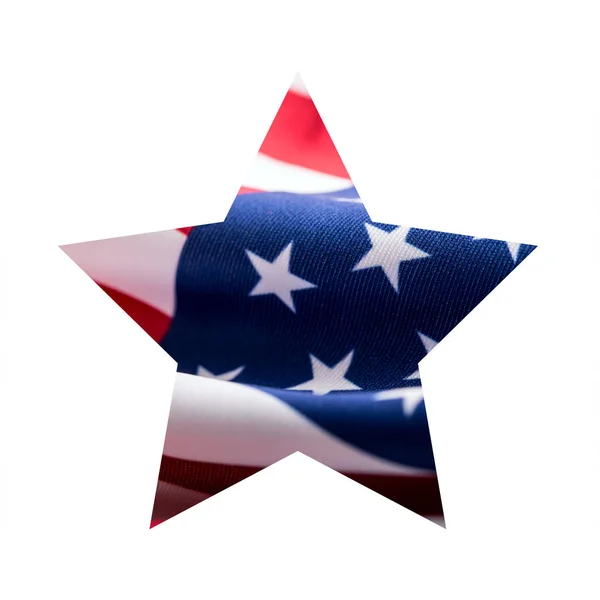 Αμερικανική Σημαία Σχήμα Αστεριού Που Απομονώνονται Λευκό Φόντο — Φωτογραφία Αρχείου