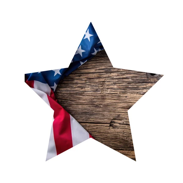 在白色背景查出的美国旗子在星形状 — 图库照片