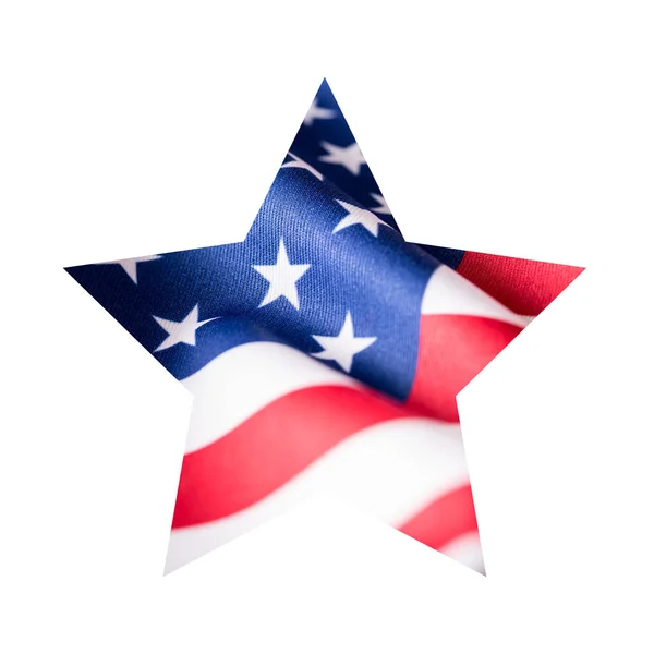 在白色背景查出的美国旗子在星形状 — 图库照片