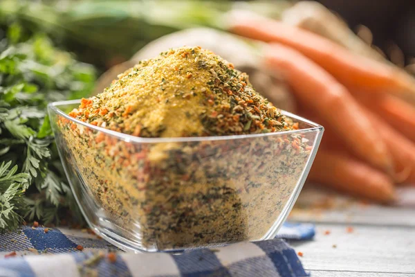 Seasoning Spices Condiment Vegeta Dehydrated Carrot Parsley Celery Parsnips Salt — Stock Photo, Image