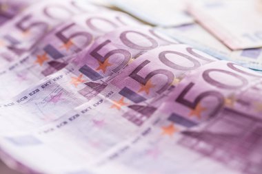 Yakın çekim beş houndred euro banknot para ve para birimi