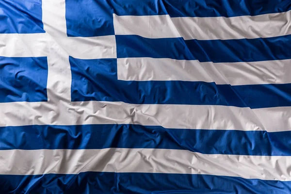Bandera de Grecia ondeando en el viento - vista superior — Foto de Stock