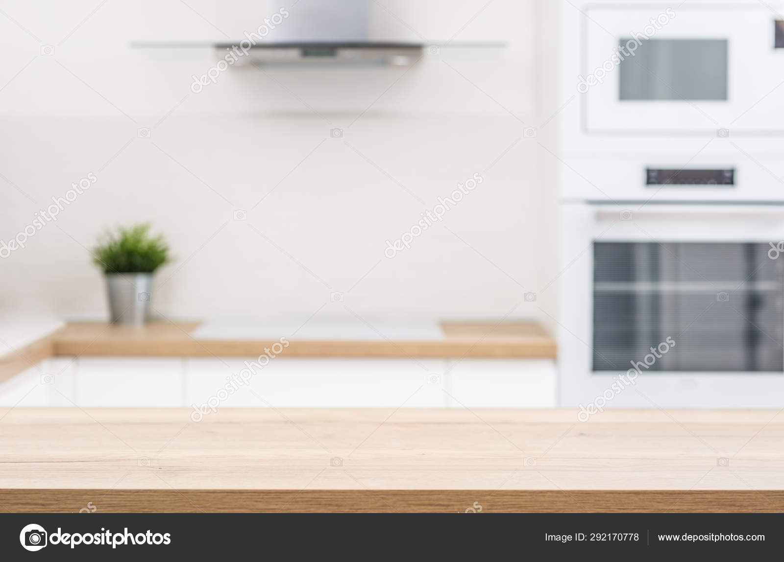 Empty Kitchen Desk An Modern Interior In The Background Stock Photo Image By Weyo 292170778