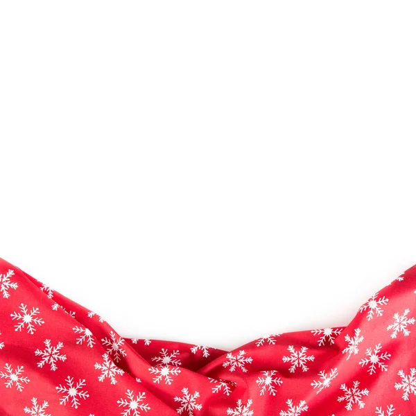 Cristmas red tablecloth with snowflakes isolated on white backgr — Stock Photo, Image