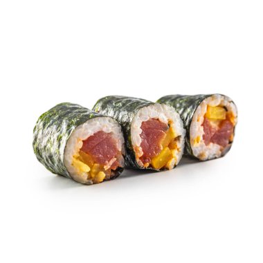 Suşi Maki beyaz arka plan üzerinde izole farklı türleri