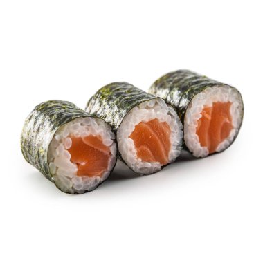 Suşi Maki beyaz arka plan üzerinde izole farklı türleri