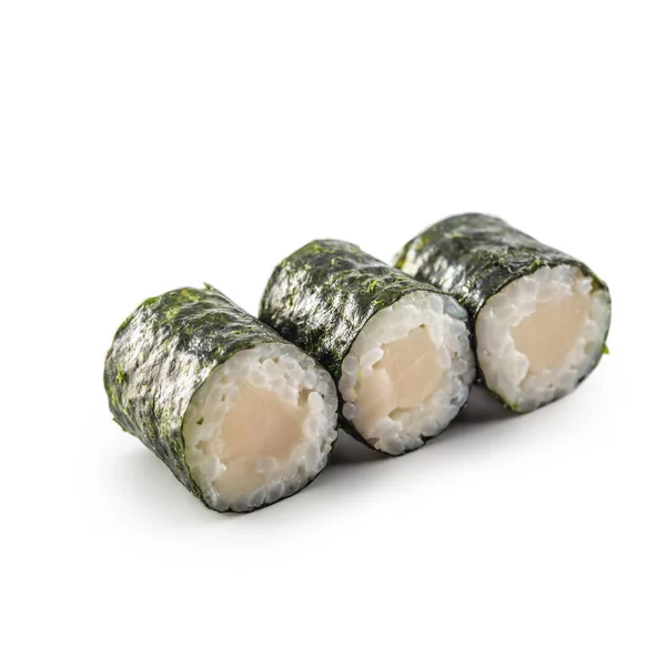 Sushi Maki verschiedene Arten isoliert auf weißem Hintergrund — Stockfoto