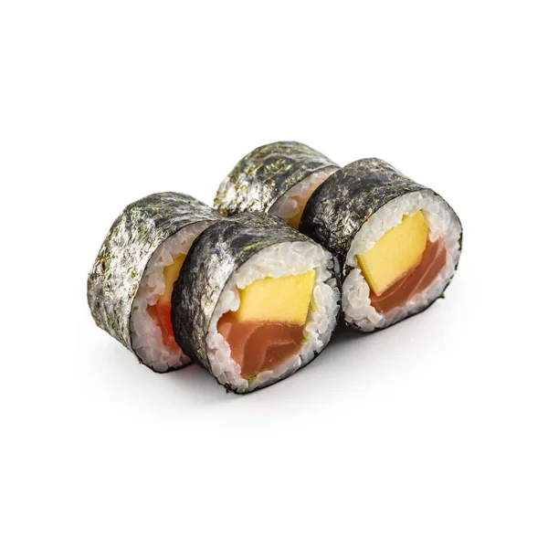 Sushi Maki diferentes tipos aislados sobre fondo blanco — Foto de Stock