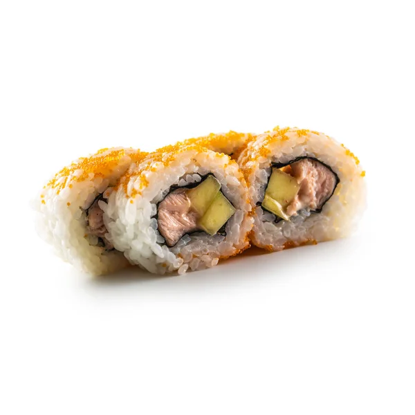 Sushi California roll verschillende soorten geïsoleerd op witte achtergrond — Stockfoto