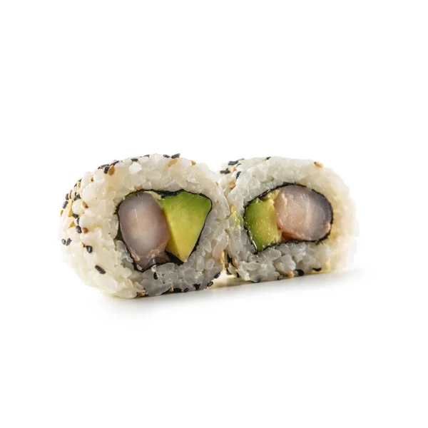 Sushi Kalifornien Rolle verschiedene Arten isoliert auf weißem Hintergrund — Stockfoto