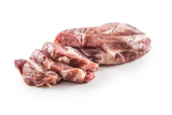 Cuello de cerdo carne cruda aislada sobre fondo blanco — Foto de Stock