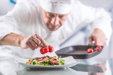 Otel ya da restoranın mutfağında aşçı Foo 'yu dekore eder.