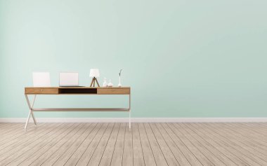 Çalışma alanı içinde kat mülkiyeti. Boş oda iç. -3d render