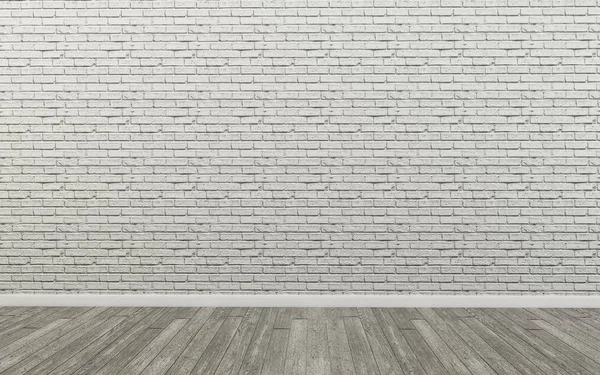 Tom Tegel White Room Condominium Brick Vägg Och Trä Golvet — Stockfoto