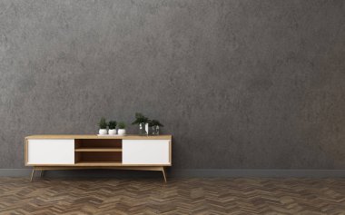 Kabine ile karanlık bir odada. Vintage iç tasarım. -3d render