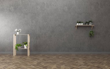 Alanı içinde ev rahatlayın. Beyaz Oda raf ile. Vintage iç tasarım. -3d render