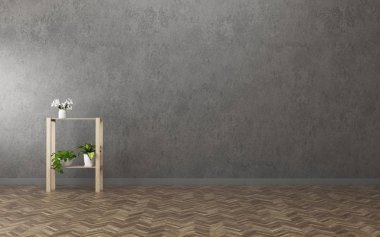 Alanı içinde ev rahatlayın. Beyaz Oda raf ile. Vintage iç tasarım. -3d render