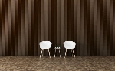 Office uzayda sakin ol. Beyaz oda sandalye ile. modern iç mekan tasarımları. -3d render