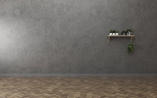 Kat mülkiyeti boş odada. raf ile oturma odası. Vintage iç tasarım. -3d render