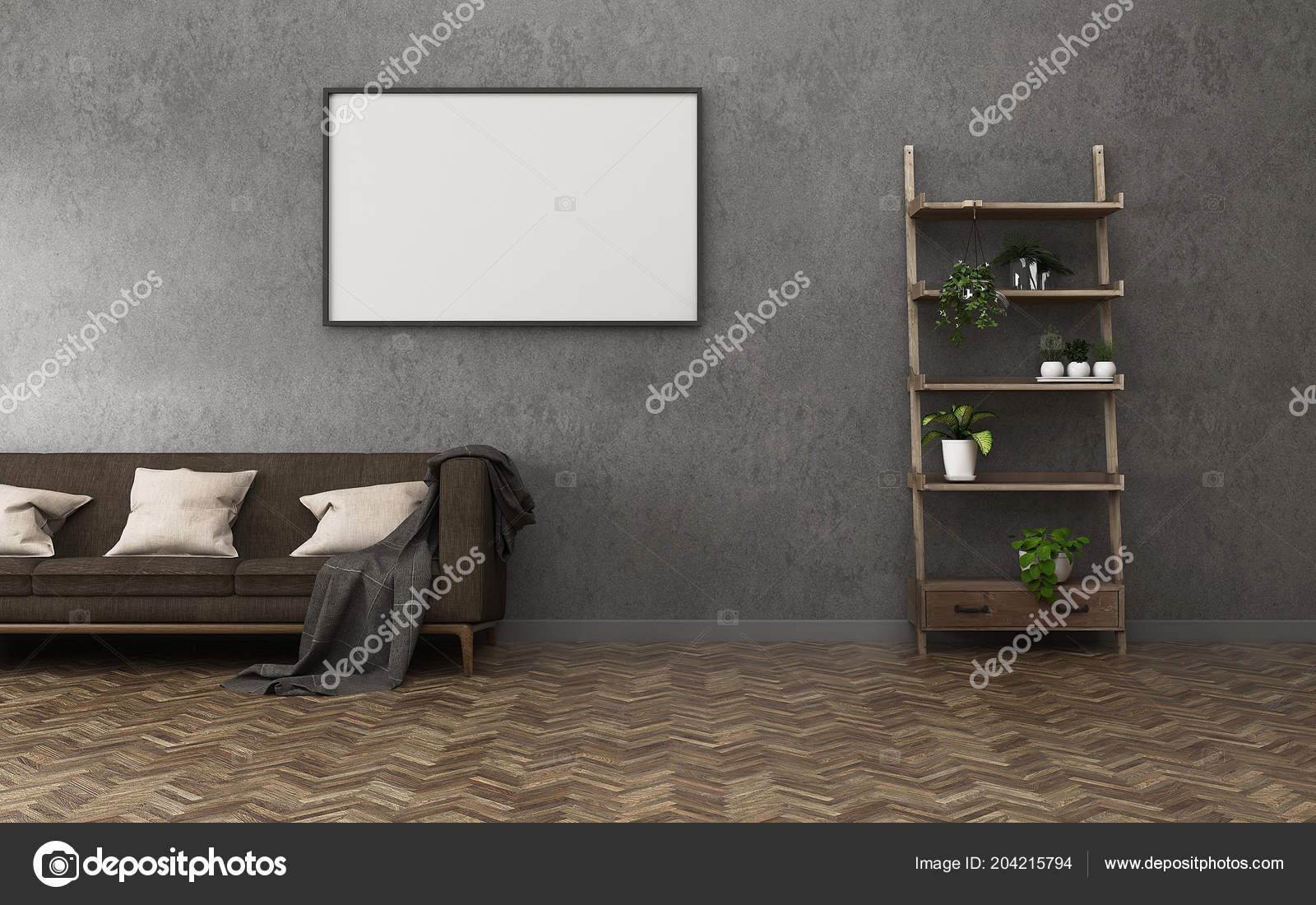 Living Room White Board Shelf Working Space Apartment