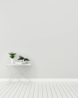 masa ile oturma odası. Evde rahatlayın. vintage iç tasarım. -3d render