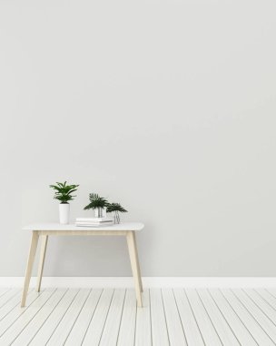 İç oturma odasında ahşap masa ile alay. modern iç tasarım. -3d renderin