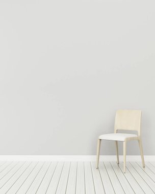 Evde konfor alanı. Sandalyeli beyaz oda. İskandinav iç tasarım. -3d render