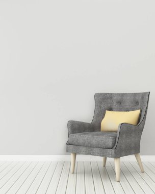 Koltuklu beyaz oda. modern iç tasarım. -3d render