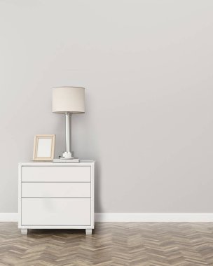 Masalı beyaz oda. Salonda rahatlayın. modern iç tasarım. -3d render
