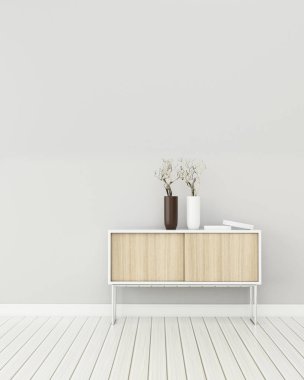 Dairede depolama alanı.boş oda, ahşap dolap.İskandinav iç tasarımı. -3d render