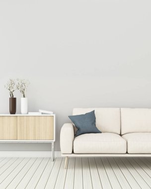 Oturma odasının içi. Condominium.boş oda kanepe ve dolap ile rahatlayın . -3d render
