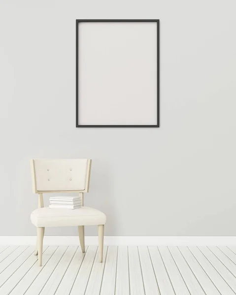 Quarto Com Cadeira Branca Placa Branca Espaço Confortável Quarto Quarto — Fotografia de Stock