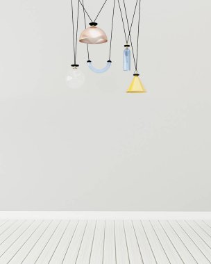 Lambalı boş oda. Dairede rahat bir alan. -3d render