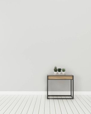 İç oturma odasında ahşap masa ile alay. modern iç tasarım. -3d render