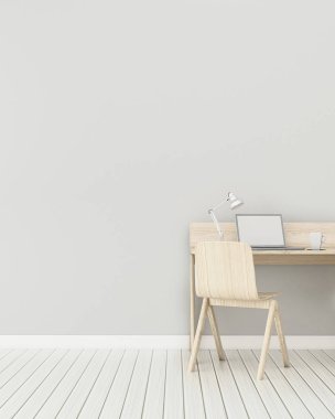 Çalışma masası olan oturma odası. Ofiste konfor alanı. klasik iç tasarım. -3d render