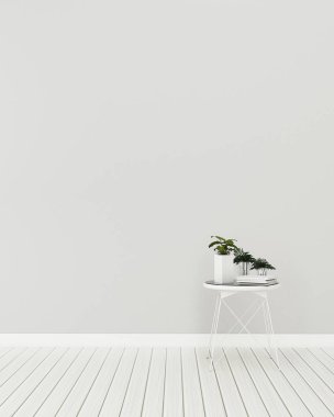 Masa ile oturma odası İskandinav iç. -3d render